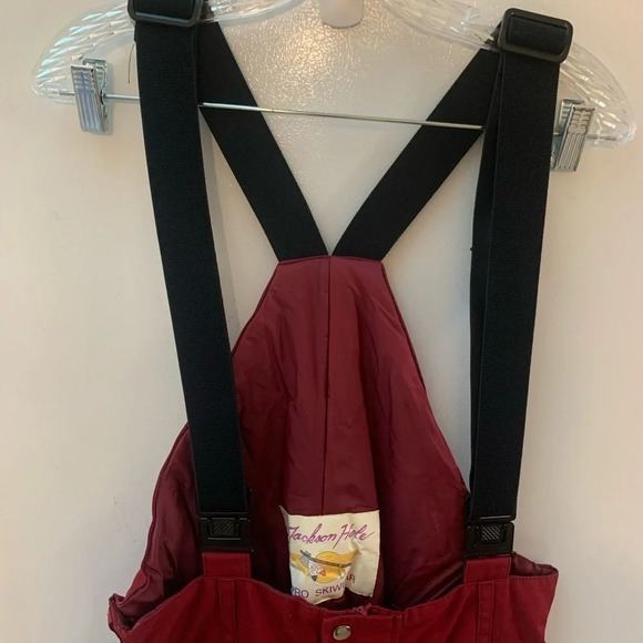 Vintage  Jackson Hole Burgundy Bib Overall Snow Pants M - Picture 10 of 11